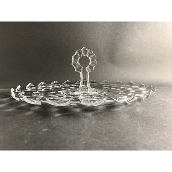 Fostoria American Clear Center Handle Serving Tray - Stacked Cube 1940s Vintage - Picture 2 of 8